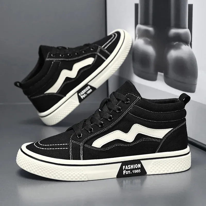 Big Kid Shoes For Flat Feet Fashion High Top Men Casual Shoes Comfortable Flat Boot Sneakers Men Canvas Shoes Lightweight Flats Students Walking Sport Shoes