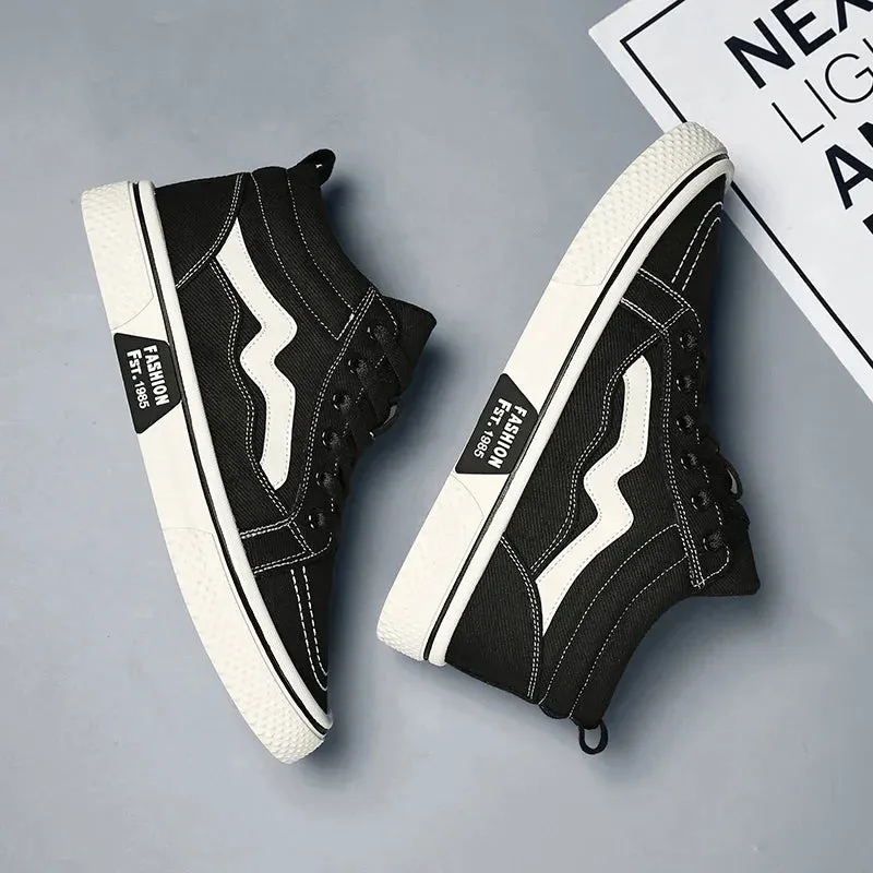 Shoe Carnival Flats Fashion High Top Men Casual Shoes Comfortable Flat Boot Sneakers Men Canvas Shoes Lightweight Flats Students Walking Sport Shoes