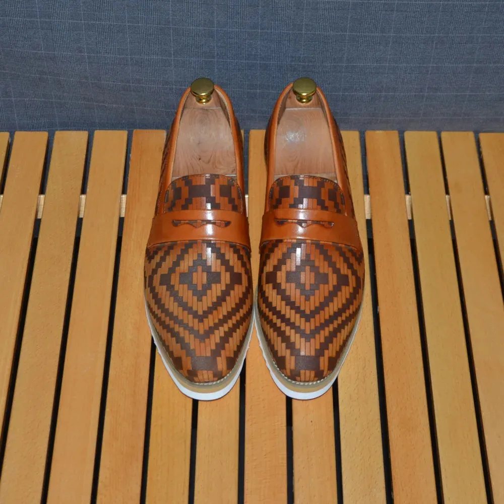 Fashion Woven Penny Loafers Shoes Cloud Slippers
