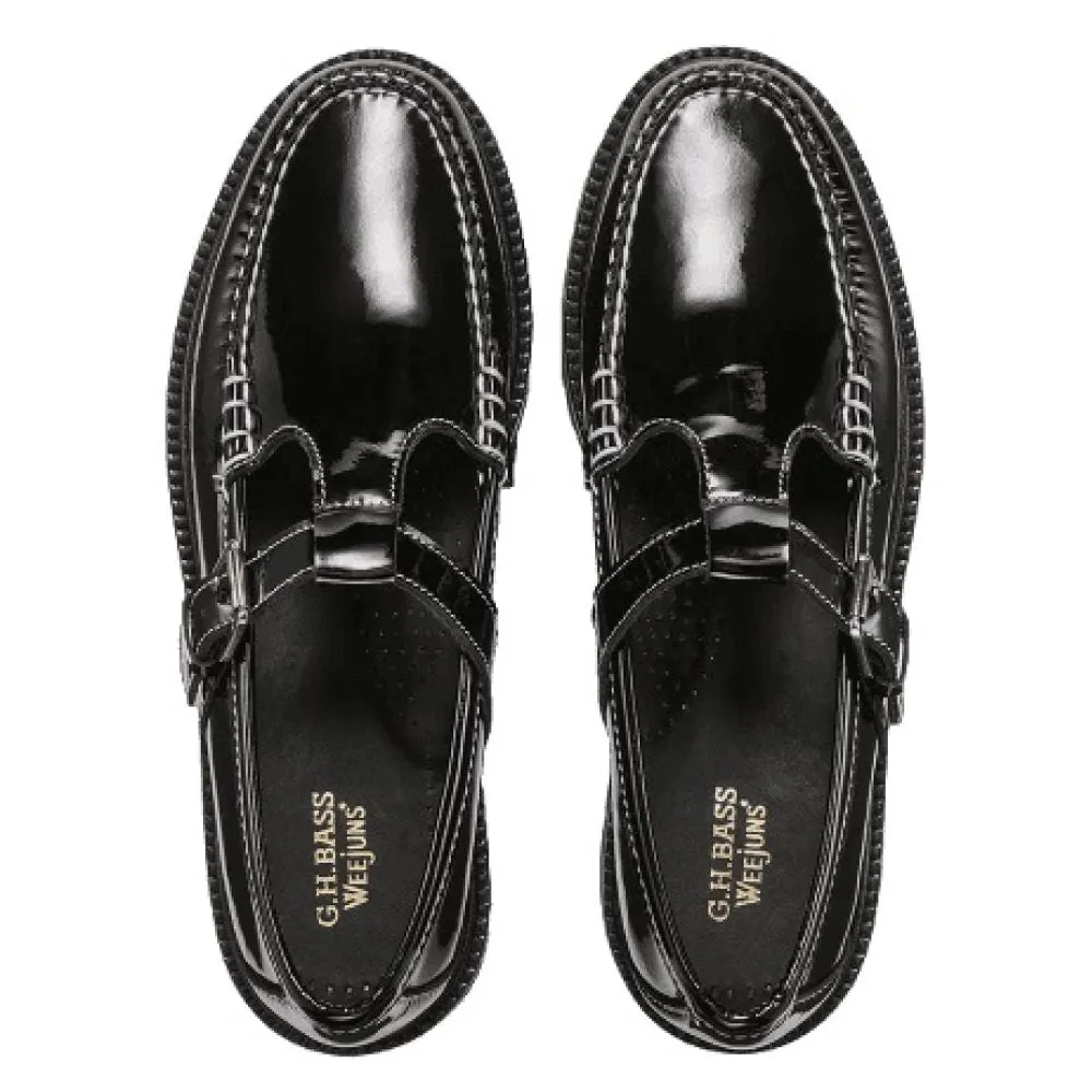 Vintage Penny Loafers G.H. Bass Women's Mary Jane Super Lug Weejuns Loafer in Black Patent