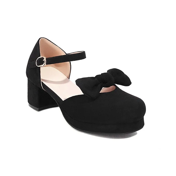 Sandals From Target Women's Lolita Suede Butterfly Knot Hollow Out Round Toe Block Heel Low Heels Sandals