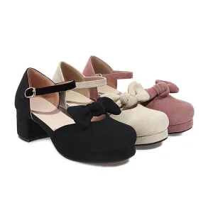 Women's Lolita Suede Butterfly Knot Hollow Out Round Toe Block Heel Low Heels Sandals Sandals Royal Caribbean Reviews