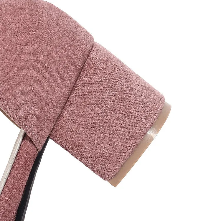 Women's Lolita Suede Butterfly Knot Hollow Out Round Toe Block Heel Low Heels Sandals Mid Heel Sandals