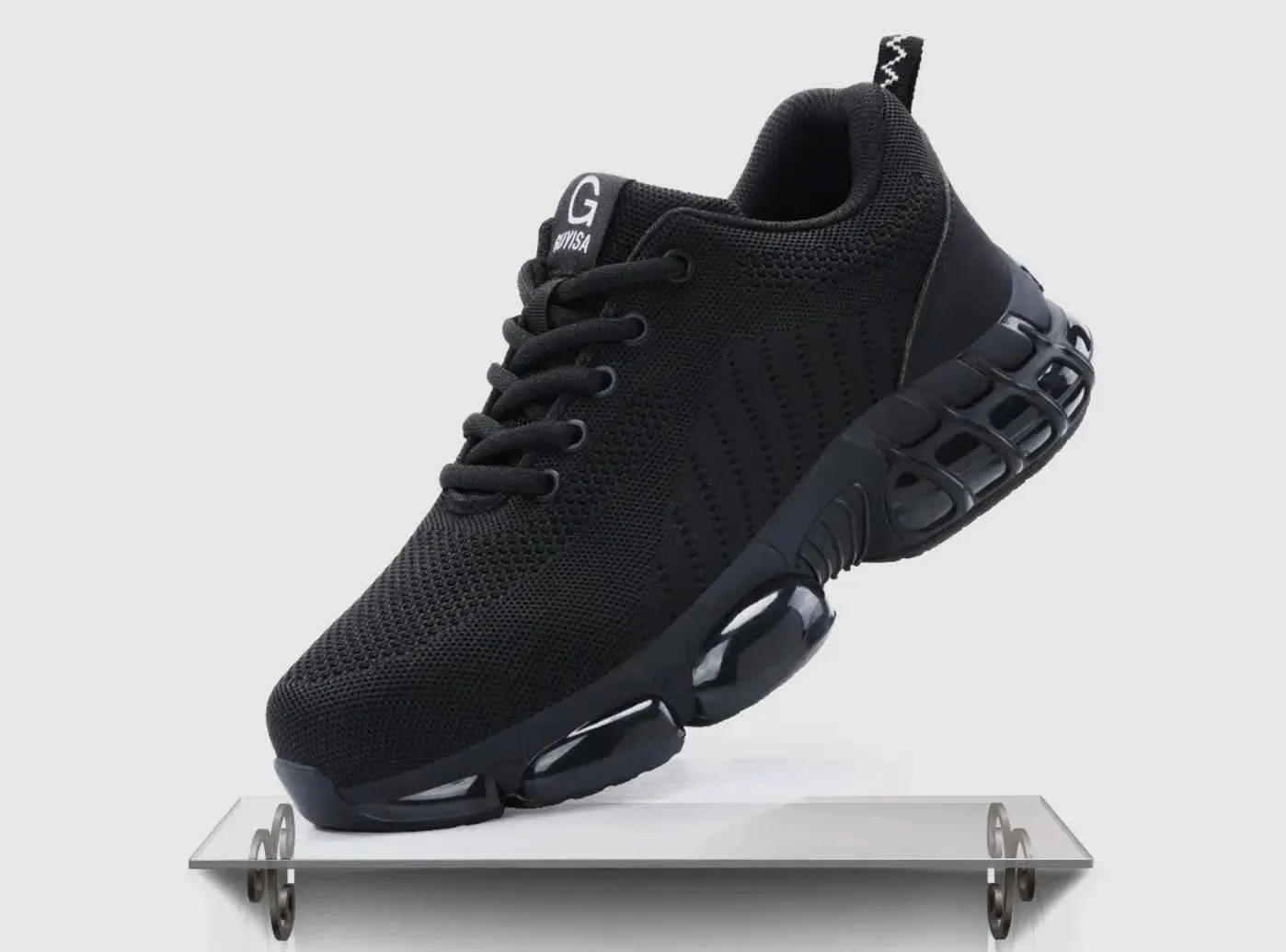 FitVille Men's Breathable Safety Shoes Best Work Boots For Corrections Officers