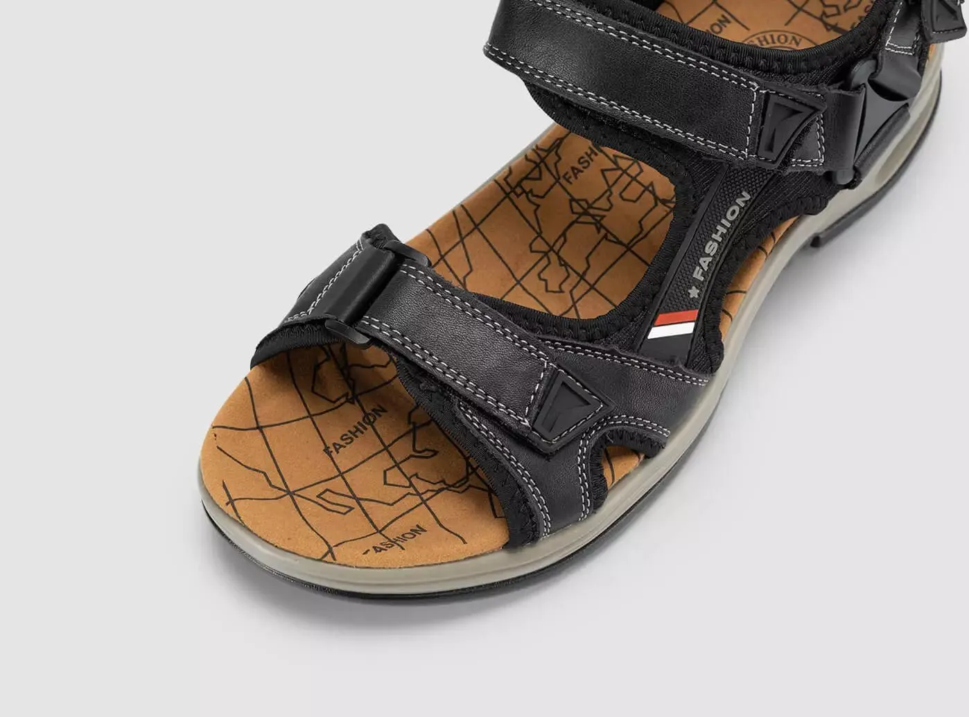 Flat Leather Sandals FitVille Men's UrbanStride Cushion Sandals