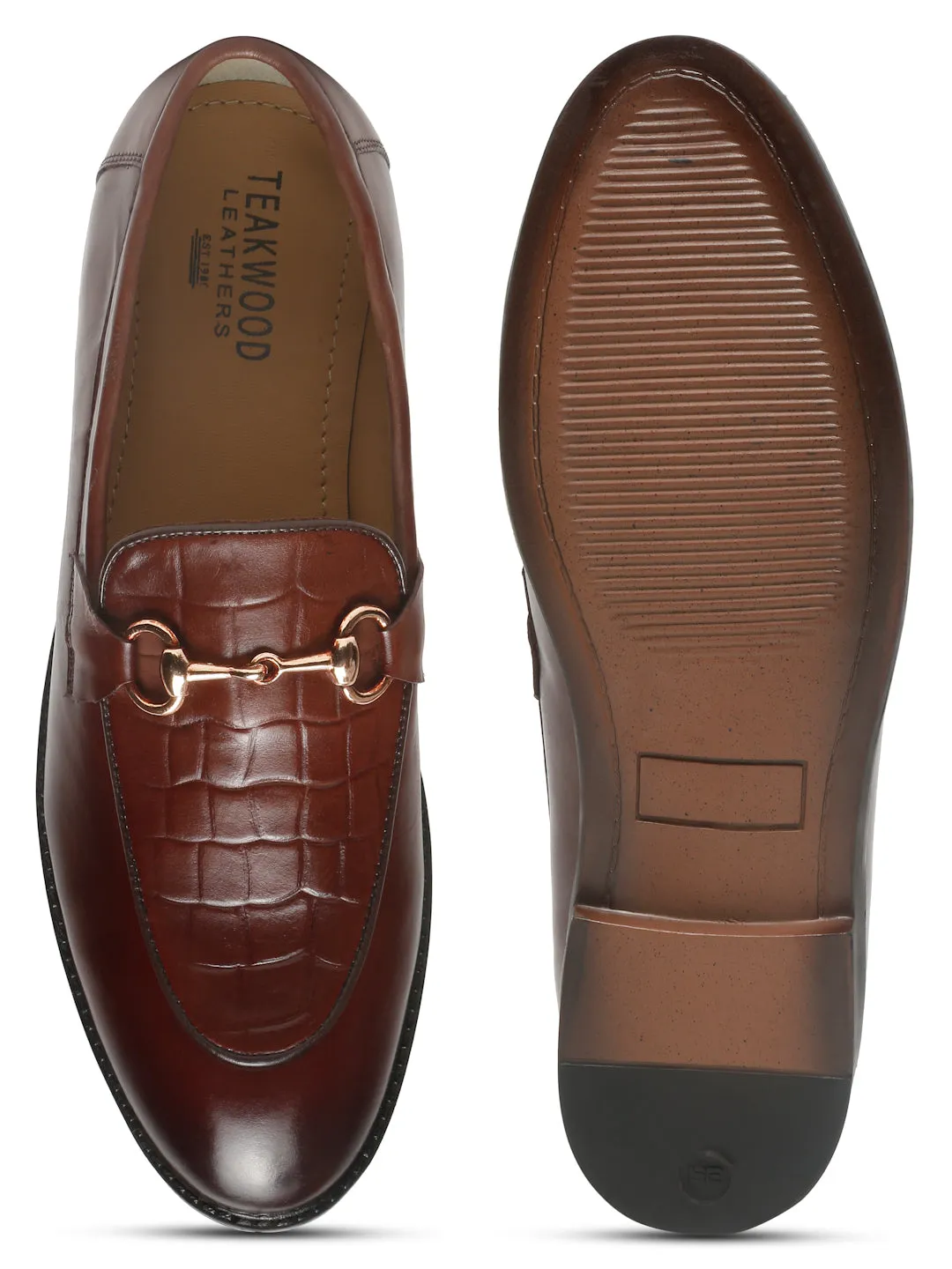 Dr. Martens Adrian T-bar Loafers Men's Brown Croco Texture Leather Loafers