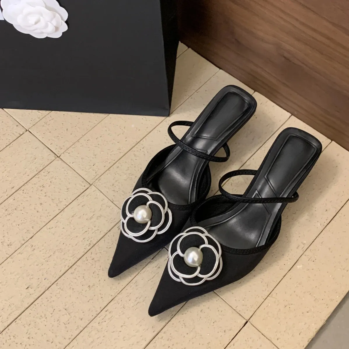 Flower Pointed Toe High Heels Women Luxury Designer Sandals Female Summer Elegant Fashion Pumps Woman Flower Mule Slippers Women Map Of Sandals Resorts In Jamaica
