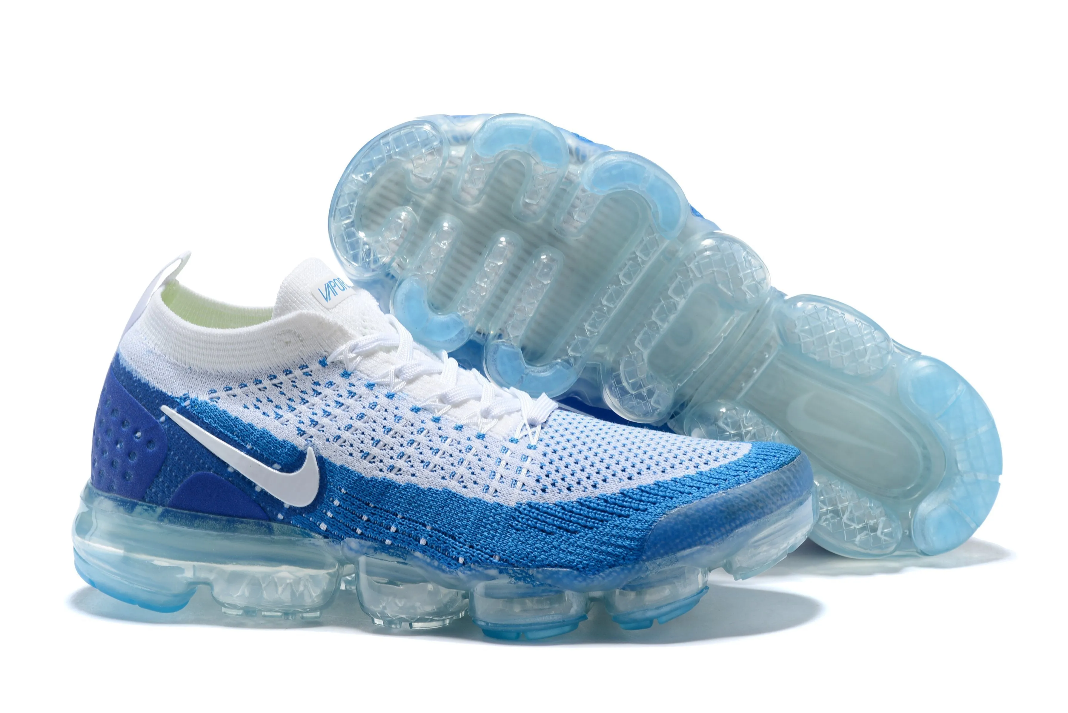 Heels Sneakers Shoes Nike Air Vapormax Flyknit 2 White Blue Shoes Sneakers Men !!! CYBER MONDAY SALE !!!