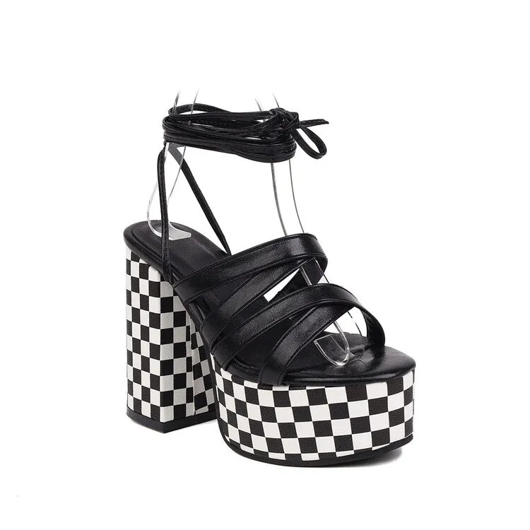 Women's Cross Straps Thick Sole Chunky Heel Platform Sandals Crocs