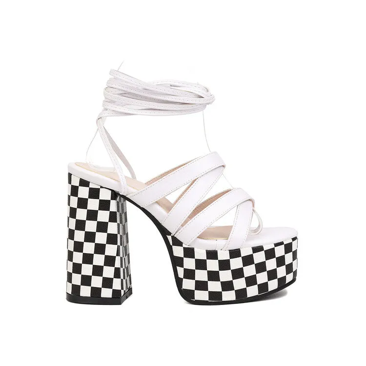 Sarto Sandals Women's Cross Straps Thick Sole Chunky Heel Platform Sandals