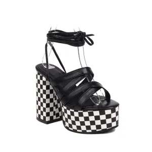 Sandals Resorts Caribbean Women's Cross Straps Thick Sole Chunky Heel Platform Sandals