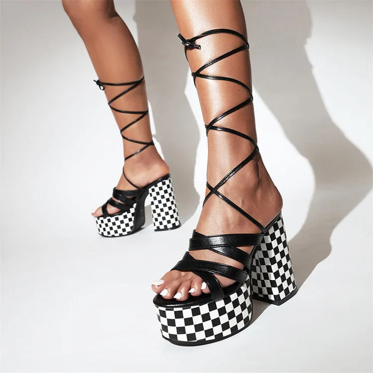 Women's Cross Straps Thick Sole Chunky Heel Platform Sandals Sandals Slip-in