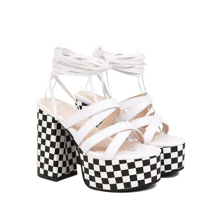 Sandals With A High Arch Women's Cross Straps Thick Sole Chunky Heel Platform Sandals