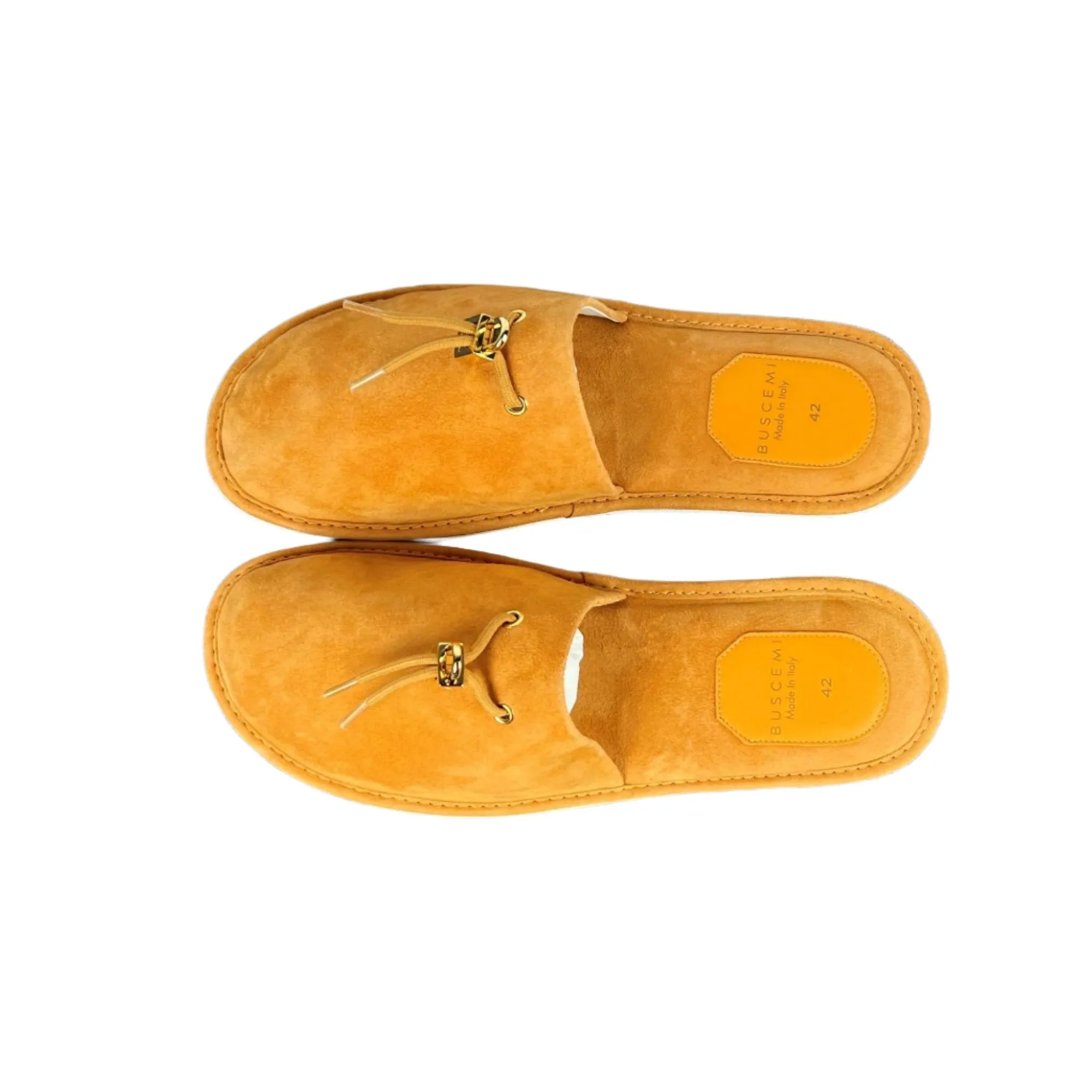 Buscemi Men's Greenwich Orange Suede Slippers SAMPLE Dream Foam Slippers