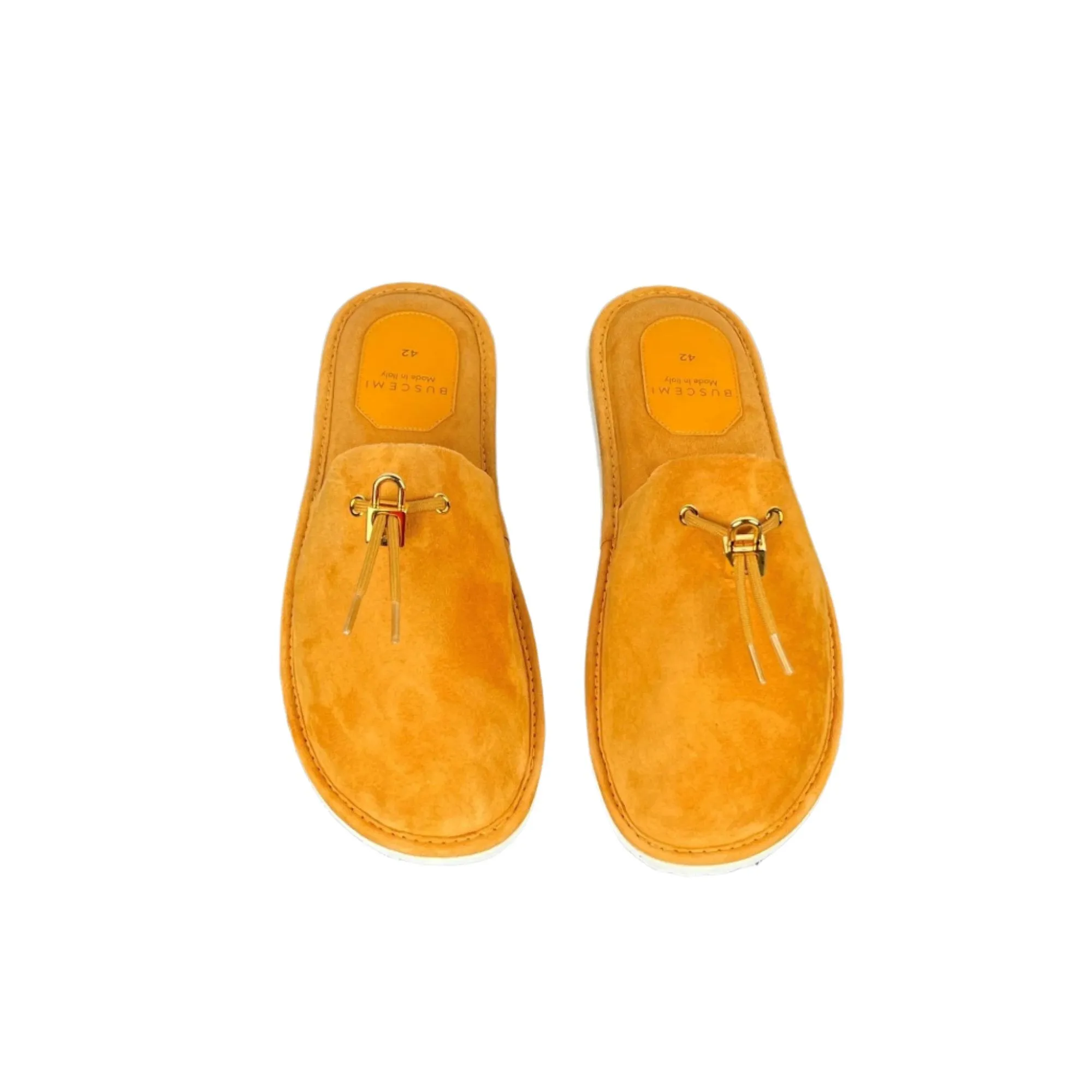 Velvet Slippers Buscemi Men's Greenwich Orange Suede Slippers SAMPLE