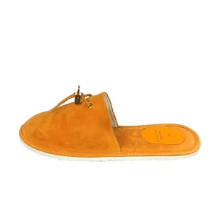 Buscemi Men's Greenwich Orange Suede Slippers SAMPLE Mules Slides Sandals