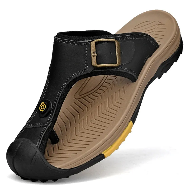 Kohl's Sandals Genuine Leather Sandals Men Breathable Summer Shoes Man Waterproof Outdoor Men Sandals Antiskid Beach Sandals Footwear