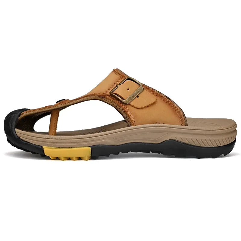 Genuine Leather Sandals Men Breathable Summer Shoes Man Waterproof Outdoor Men Sandals Antiskid Beach Sandals Footwear Gel Sandals