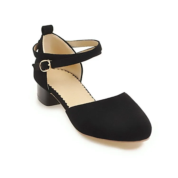 Ho Chi Minh Sandals Vietnam Women's Solid Color Suede Hollow Out Ankle Wrap Low Block Heels Sandals