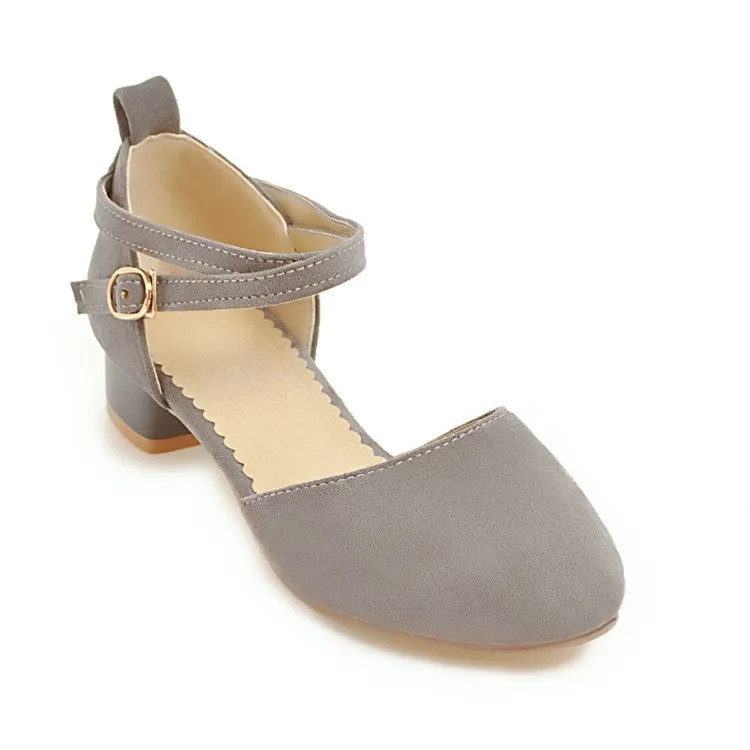 Yoga Mat Sandals Women's Solid Color Suede Hollow Out Ankle Wrap Low Block Heels Sandals