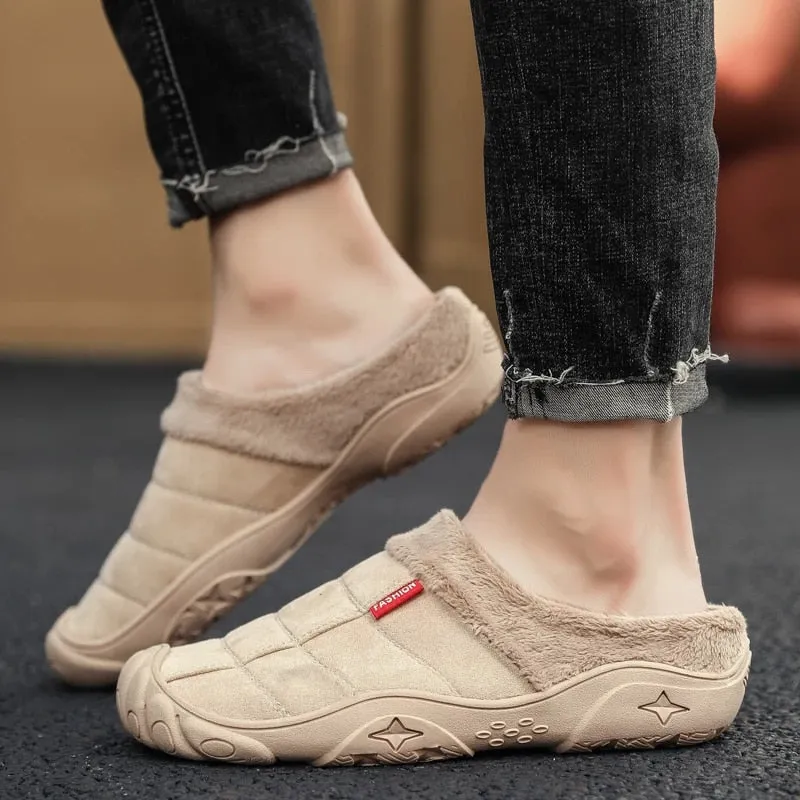 Espadrille Slides Groovywish Fleece Warm Slippers For Men Basic Winter Shoes