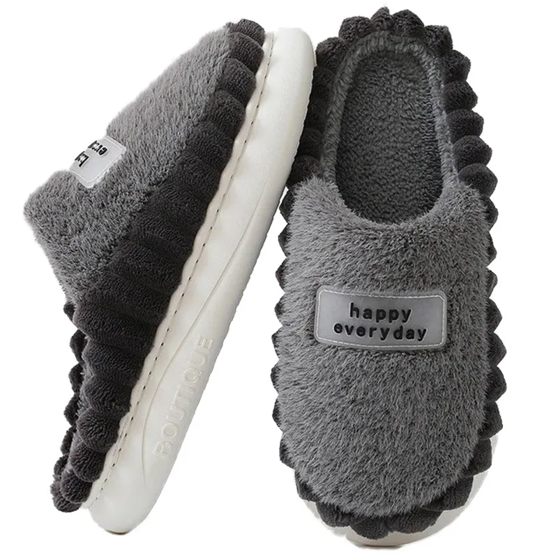 Washable Slippers For Guests Groovywish Men Soft Plush Slippers Heel Protection Indoor Shoes