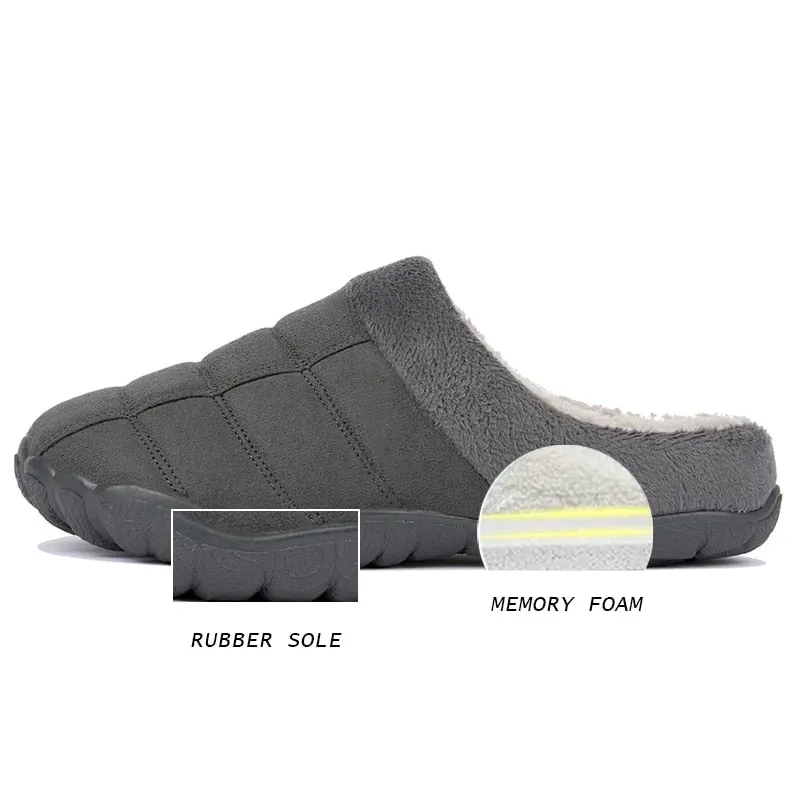 Travel Foldable Slippers Groovywish Winter Fur Slippers For Men Suede Interior Shoes