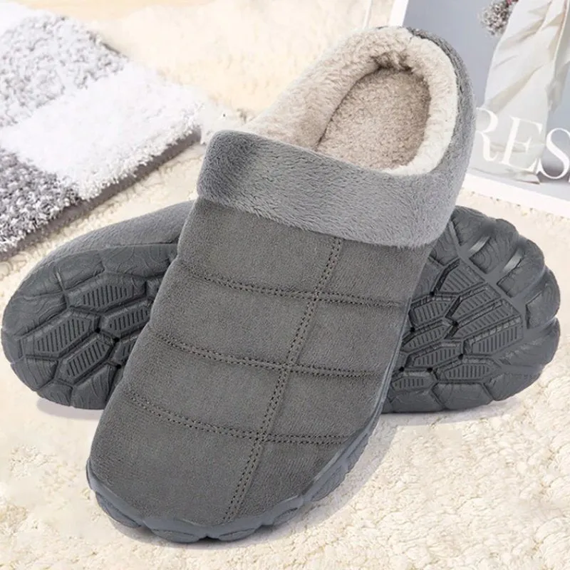 Lynez Slippers Groovywish Winter Fur Slippers For Men Suede Interior Shoes