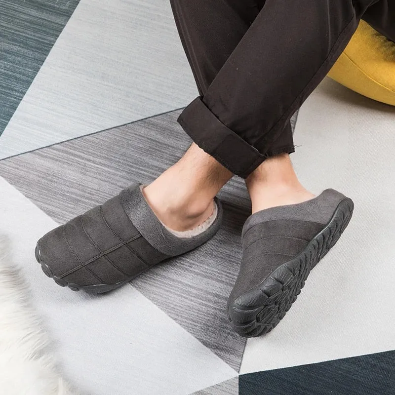 Groovywish Winter Fur Slippers For Men Suede Interior Shoes Nurse Slippers