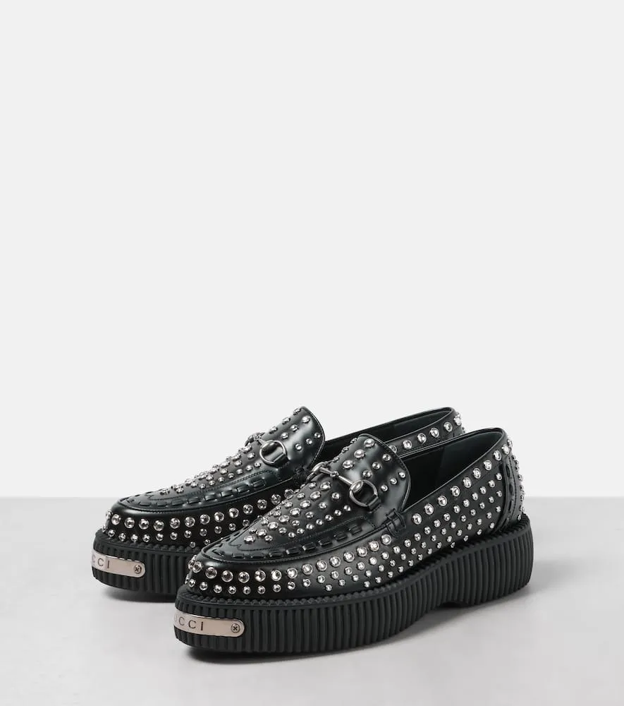 Gucci Damien embellished leather loafers Hunter Rubber Loafers