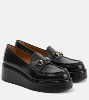 Velvet Loafers Tuxedo Gucci Horsebit leather wedge loafers