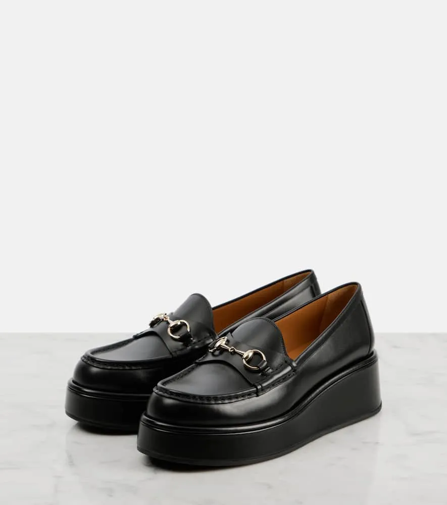 Gucci Horsebit leather wedge loafers Wide Width Loafers