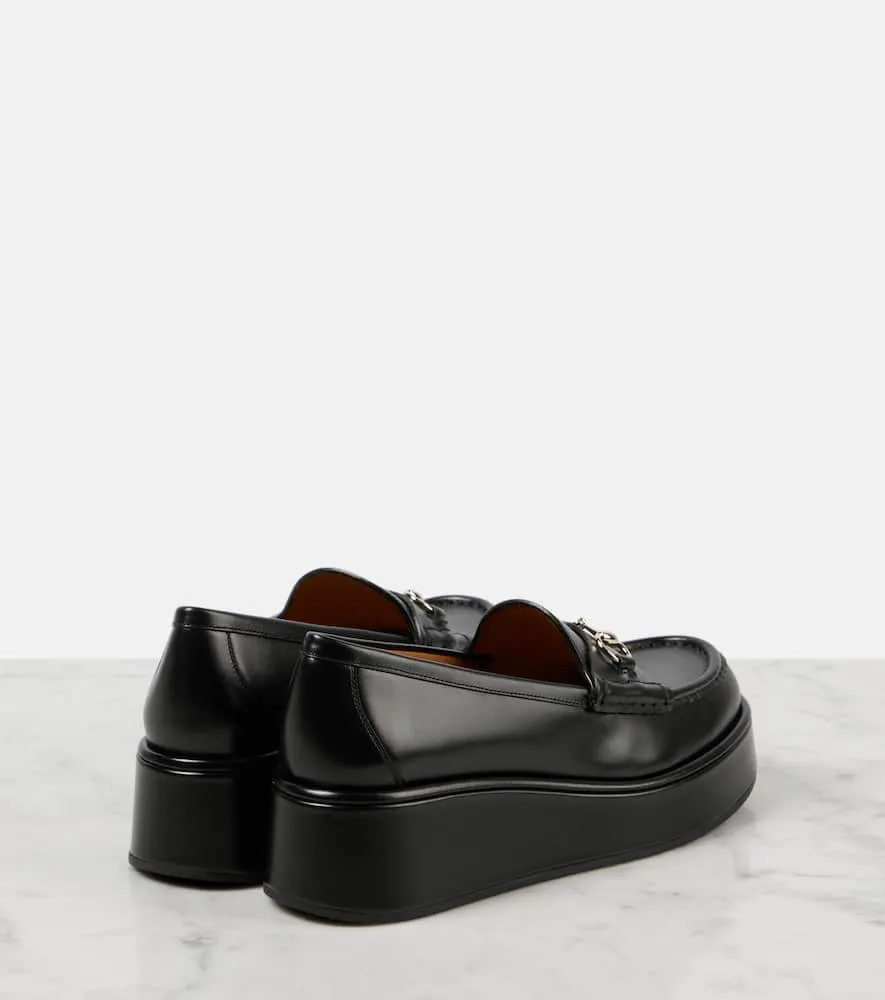 Gucci Horsebit leather wedge loafers Cassandra Loafers