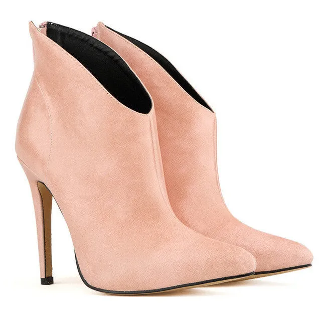 Merkmak Bottes  Autumn Female Zippler Boots Plus Size High Heels Womens Ankle Boots Woman Pumps Sexy Lady Shoes Hines Oxfords