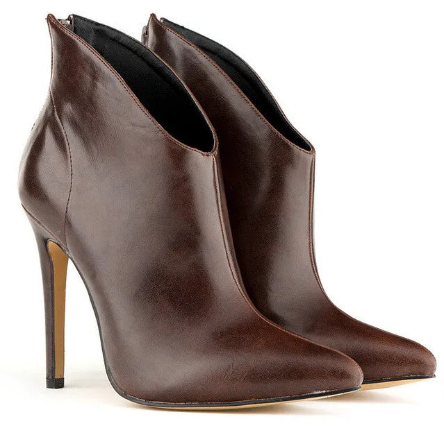 Dark Oxford Shoes Merkmak Bottes  Autumn Female Zippler Boots Plus Size High Heels Womens Ankle Boots Woman Pumps Sexy Lady Shoes