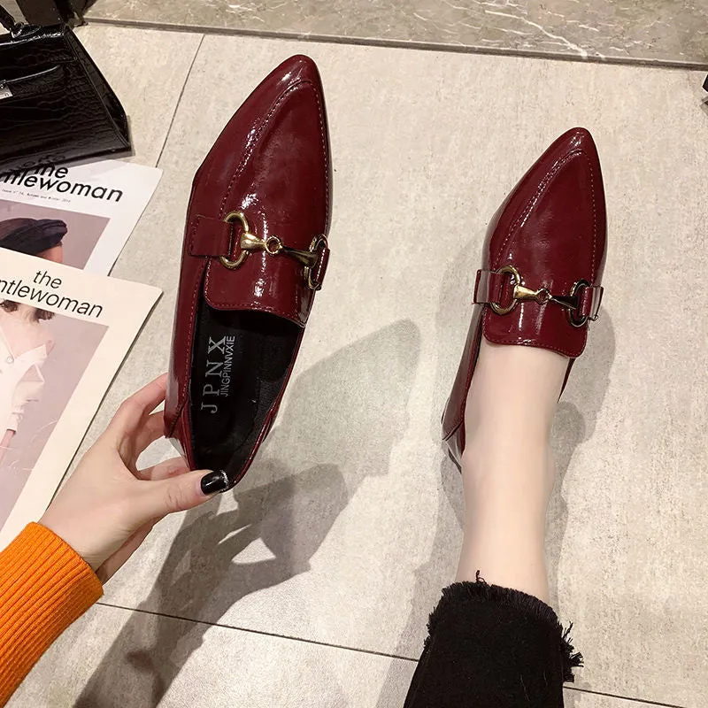 Faux Leather Loafers Leather office Shoes Women Spring And Summer 2023 | Brodtica.com
