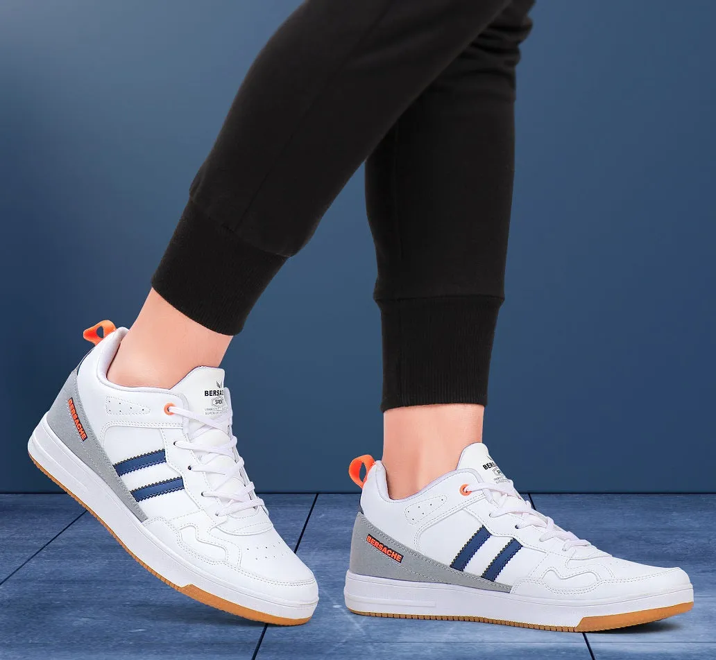 Leather House Slippers Bersache Lightweight Casual Sneaker Shoes For Men White-9057