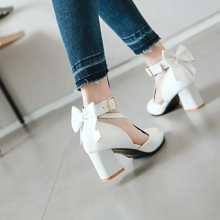 Sandals To Draw Women's Ankle Strap Back Butterfly Knot Block Heel Sandals