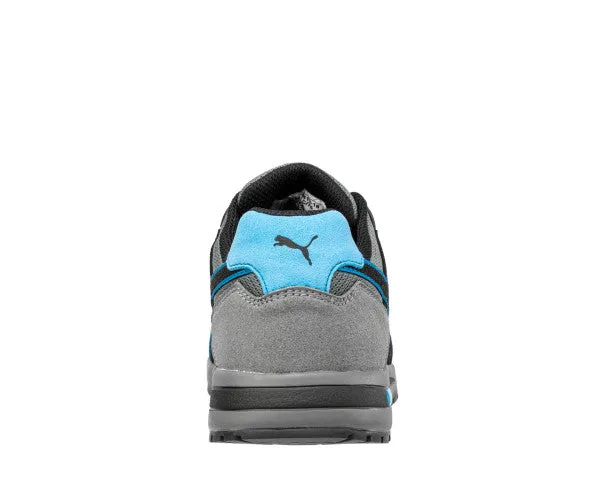 Puma Men's 643035 Front Side Gray Blue Low Composite Safety Toe Metal Free Work Shoes Mothman Puma Shoes