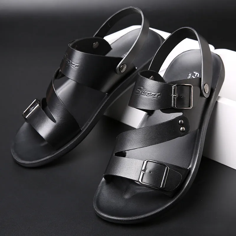 Strappy Sandals With Heel Sandals Men Casual Comfortable Barefoot Buckle Shoes