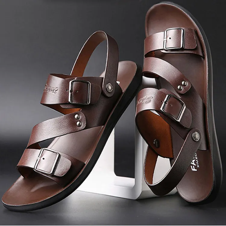 Sandals Men Casual Comfortable Barefoot Buckle Shoes Flat Sparkle Sandals