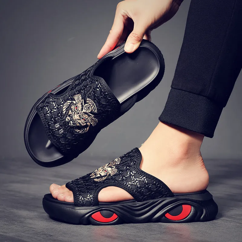 Men Beach Shoes Men's Slippers Fashion Outdoor Casual Beach Slides Bloom