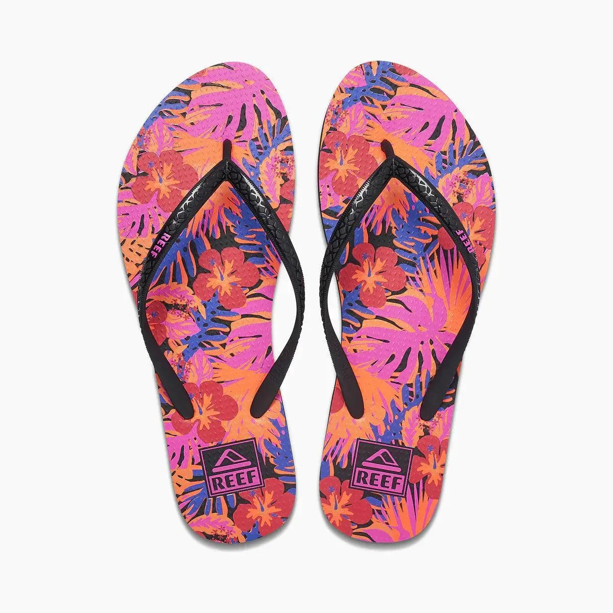 Reef Seaside Prints Hibiscus Coral Womens Flip Flops Relaxology Flip Flops