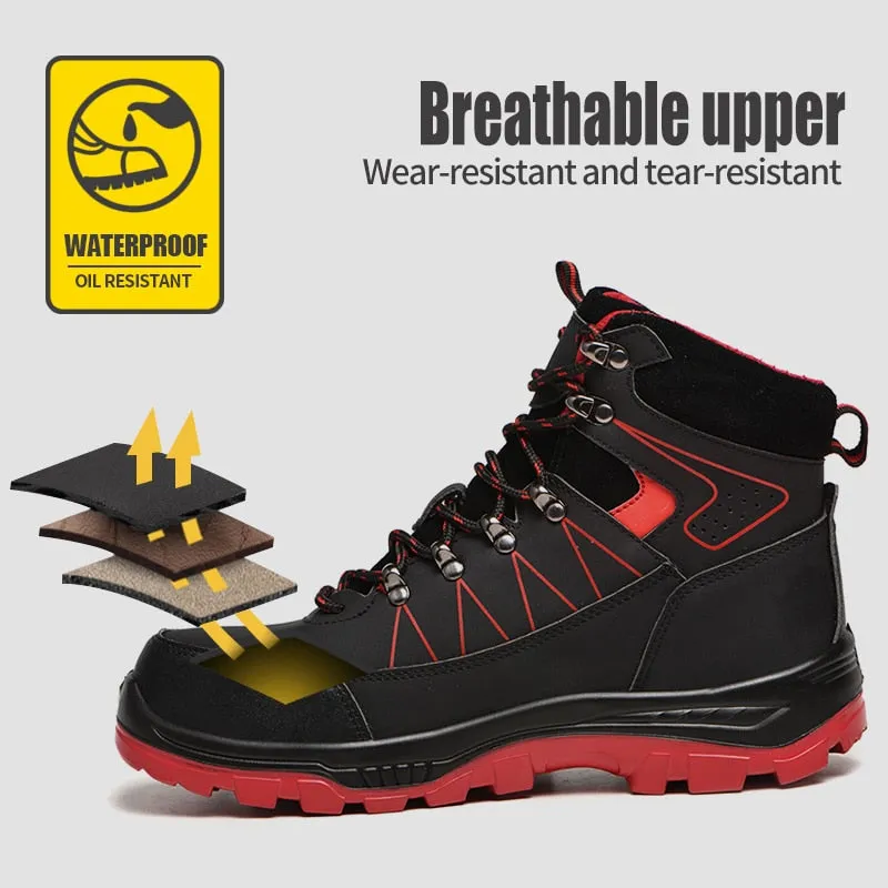 Male Work Boots Lightweight Comfort Safety Shoes Men Steel Toe Work Sneakers Men Indestructible Shoes Security Protective Shoes Work Western Boots