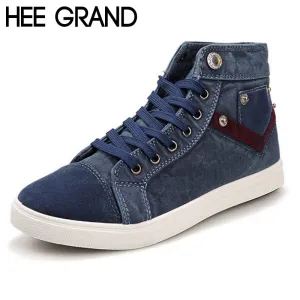 Plantar Fasciitis Shoes For Flat Feet HEE GRAND New Spring Men Canvas Shoes,Fashion Casual Shoes,Lace-up Flat Platform Button Design Cloth Shoes Drop Shipping 217