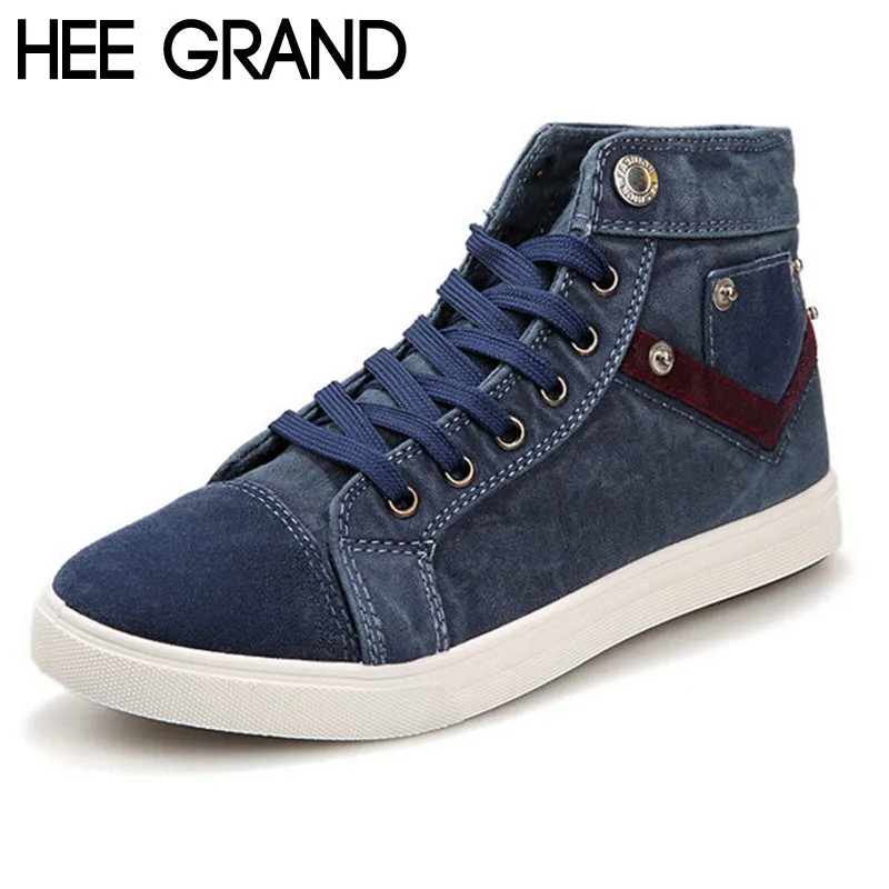 HEE GRAND New Spring Men Canvas Shoes,Fashion Casual Shoes,Lace-up Flat Platform Button Design Cloth Shoes Drop Shipping 217 Flat Shoes Wide