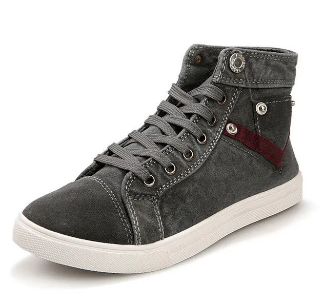 HEE GRAND New Spring Men Canvas Shoes,Fashion Casual Shoes,Lace-up Flat Platform Button Design Cloth Shoes Drop Shipping 217 Knit Shoes Flats