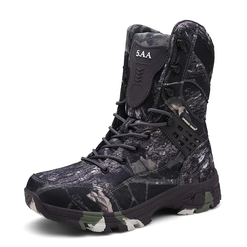 High Top Tactical Boots Men Shoes Waterproof Hiking Outdoor Hunting Mountain Desert Combat Military 1000 Gram Work Boots