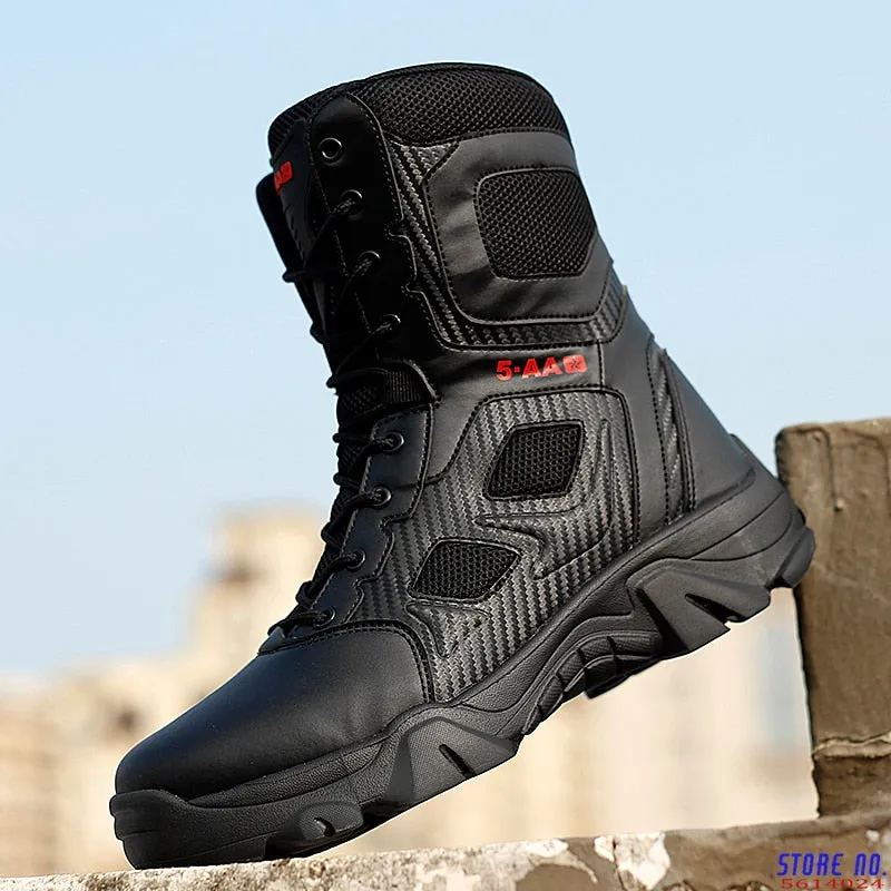 High Top Tactical Boots Men Shoes Waterproof Hiking Outdoor Hunting Mountain Desert Combat Military Work Boots With 90 Degree Heel