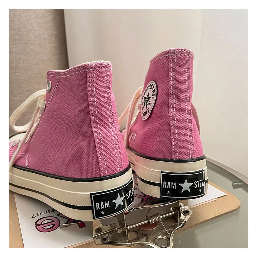 Ace Sneakers Pink Lace-up Canvas High-top Shoes